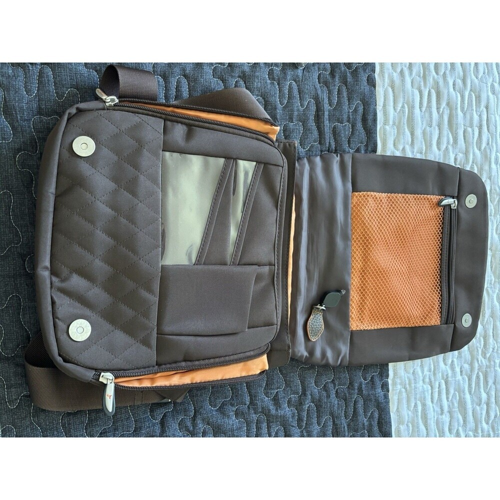 Brown Anti-Theft Travelon Crossbody Bag Purse Handbag Travel Bag 2 Piece - Picture 9 of 15